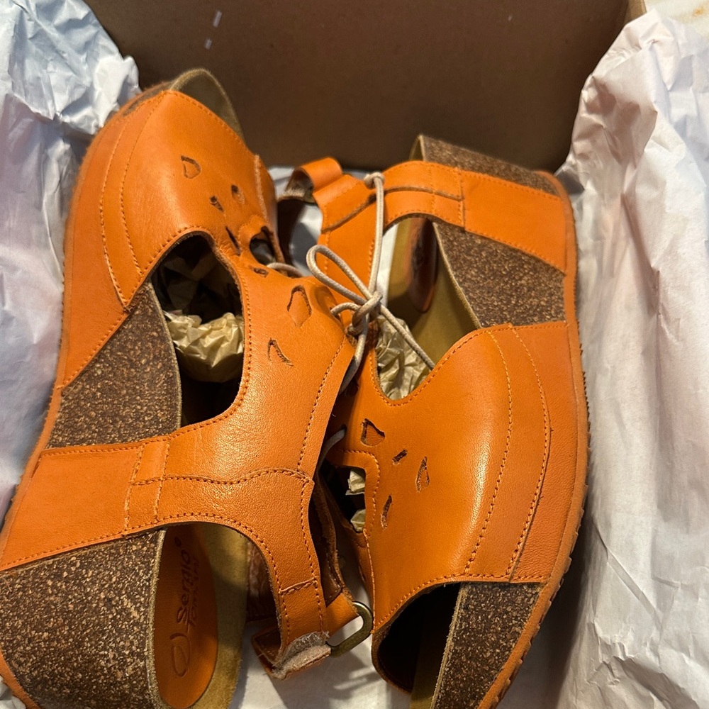 Elegant Orange Leather Sandals
